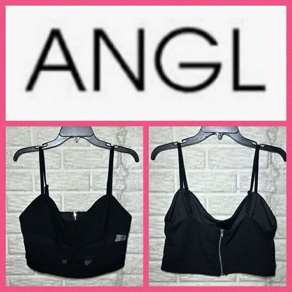 ANGL Black Bralette/Crop Top Women's Size Large - Picture 1 of 7
